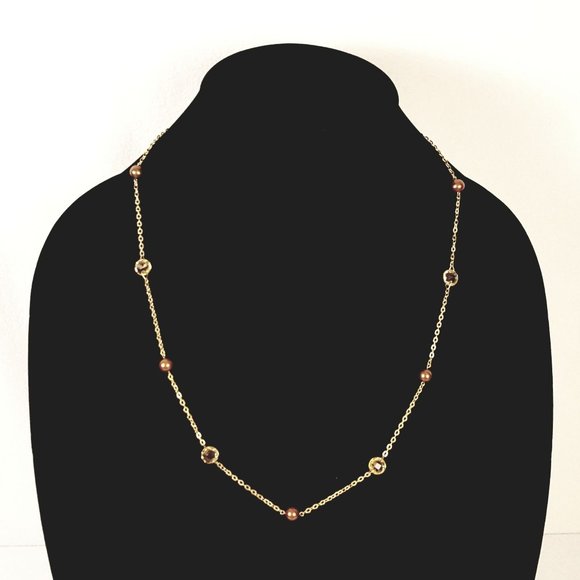 JCM 14K Dyed Pearl & Citrine Station Necklace - Picture 8 of 10